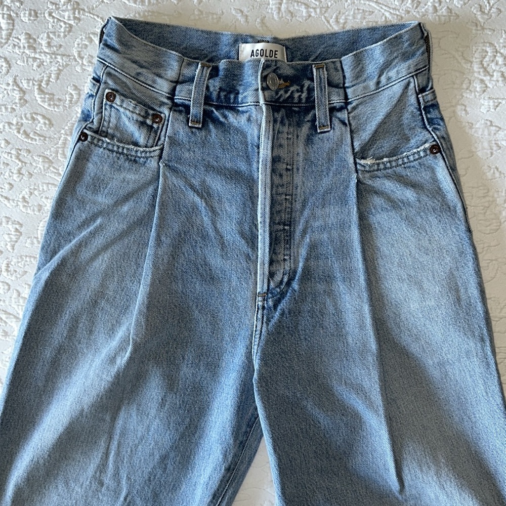 Agolde Folded Waistband Straight Leg Jeans in Sideline - Picture 10 of 14